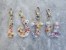 Dried Flowers KEYCHAINS Handmade w/ Resin, Choose your letter by BPWaters