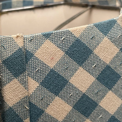 Vintage Lamp Shade Blue White Gingham Clip On Cottage Farmhouse Prim 10.25W 7.5H - Picture 9 of 22