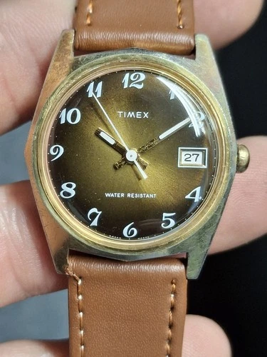 Timex Sprite 1974 Gold Tone Mens Vintage 1970s Mechanical Handwind Watch...