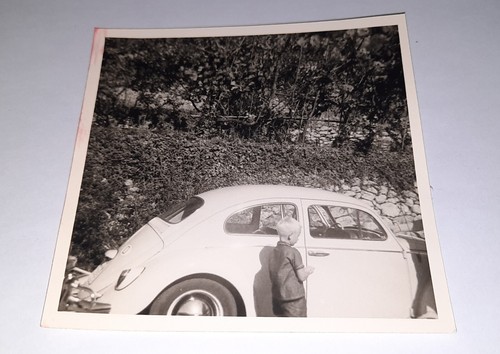 Junge vor VW Käfer unter Weinlaub in Sanremo Oldtimer Auto PKW Vintage Foto  - Bild 1 von 2