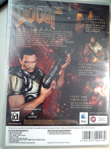 Doom 3 Mac Game DVD drive required disc (2004) Sealed MISB vintage - Picture 2 of 8