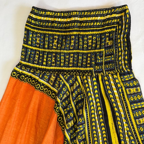 AFRICAN DASHIKI HAREM PANTS JUMPSUIT ROMPER ORANGE BLUE COTTON WOMENS FREE SIZE - Picture 3 of 22