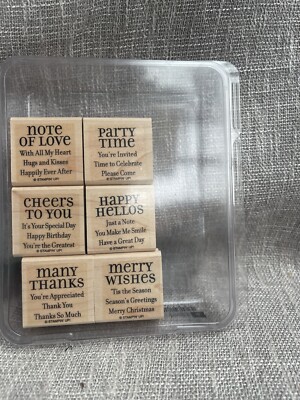 Stampin' Up! Lots of Thoughts Rubber Stamps Note Love Party Time Cheers