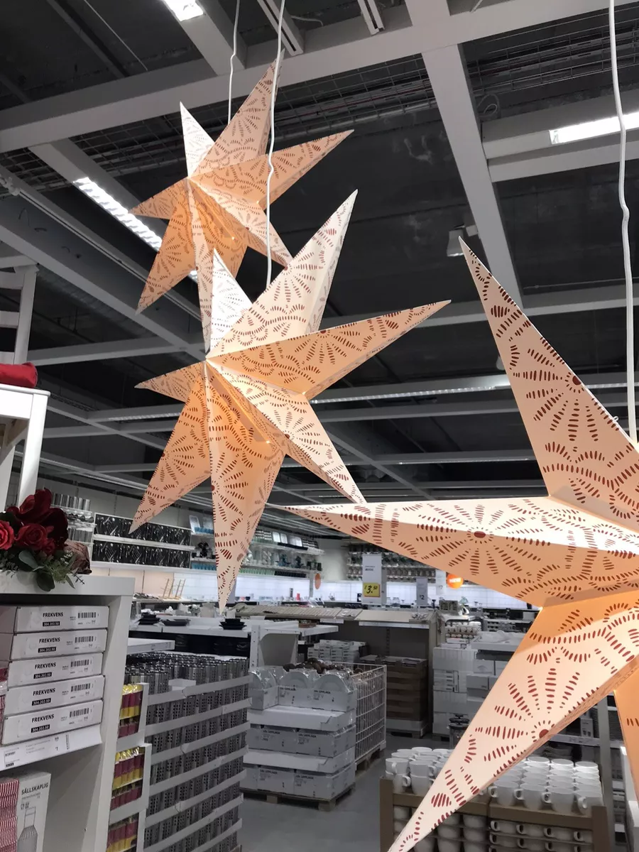 Hanging White and Red star with cut out accents 2020 IKEA lamp 70cm