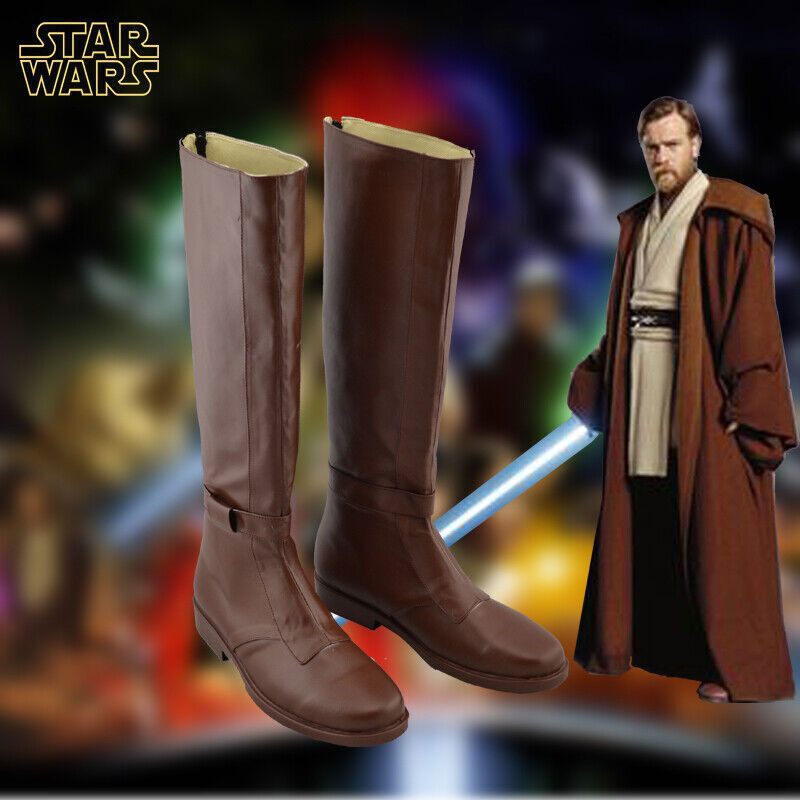 Bottes Costume Obi-Wan Kenobi Pour Homme - Marron, Taille 44, Cuir Synthétique