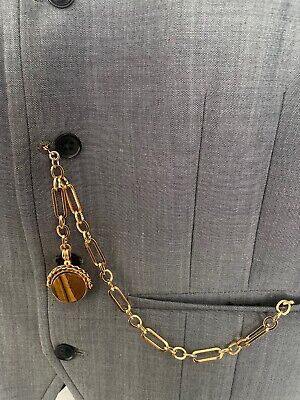 single albert trombone link gold plated albert pocket watch chain fob