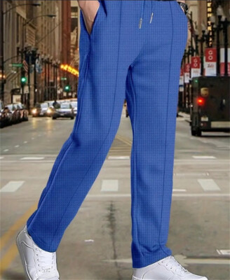 Mens Waffle Pants Athletic Running Sweatpants Casual Hip Hop