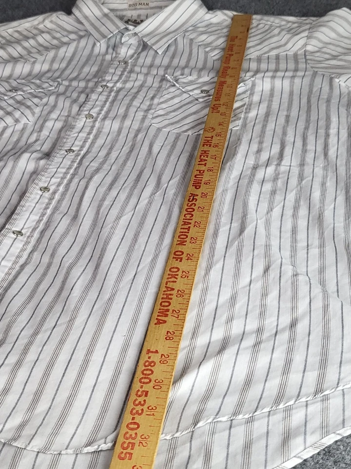 Camisa Ely Cattleman Pearl Abotonada a Presión Hombres Talla 3XL Vaquero Occidental a Rayas Grandes Foto 4 de 4