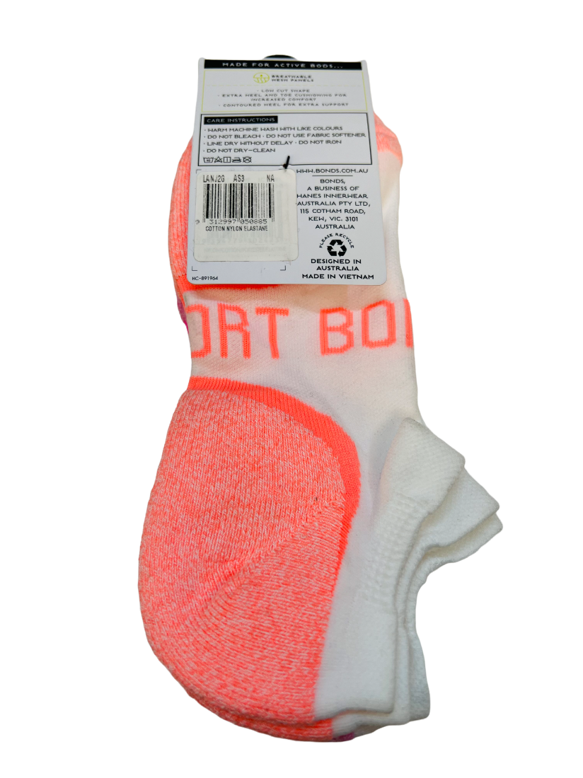 4 Pairs X Bonds Womens Training Low Cut Sport Socks Pink & Orange eBay