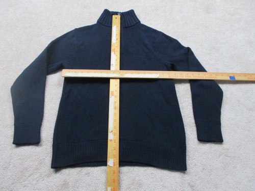 J.Crew Sweater Mens Medium Blue 1/4 Zipper Adult 100% Cotton Rib Knit Collar - Picture 5 of 10