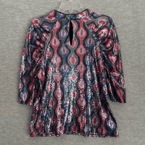 Nicole Miller All Over Sequin Top Womens XL Whimsical Statement Party Cocktail - Picture 7 of 14