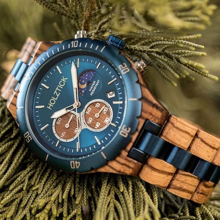 Holztick® Armbanduhr Chronograph Männer moderne Holzuhr für Herren