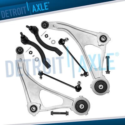 6pc Front Lower Control Arms Outer Tie Rods Sway Bars for Nissan Altima Maxima