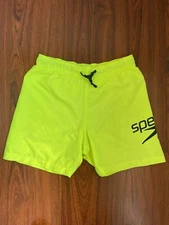 Speedo Logo Mesh Line Swim Trunks Men's XL Neon Green