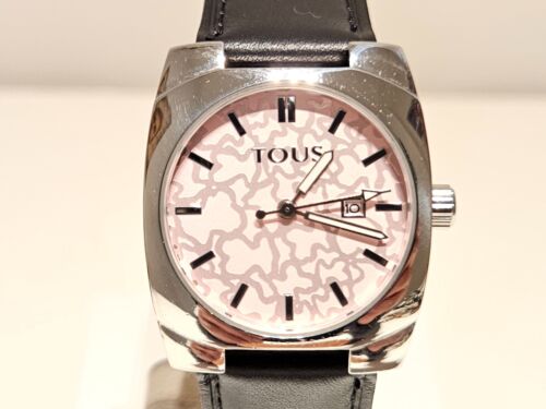RETRO LUXURY ELEGANT PINK DIAL LADIES STAINLESS STEEL QUARTZ WATCH "TOUS"/00380 - Picture 2 of 13