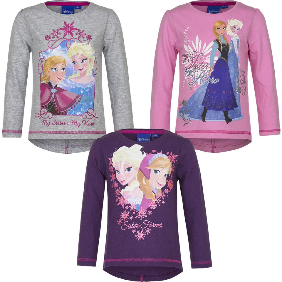 DISNEY Top Shirt langarm Oberteil Pullover Mädchen Frozen rosa lila grau 104-128 #162