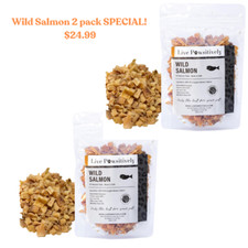 Freeze Dried Salmon, Single ingredient treat for dogs  Cats, 2 bags 3.5oz each