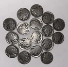 buffalo nickels circulated  (dates warn) nice toning, lot of 17 90% silver