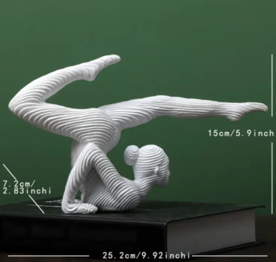 NEW 10'' Abstract YOGA WOMAN. Lovely Pose. White Contoured Resin Sculpture 6x10x3