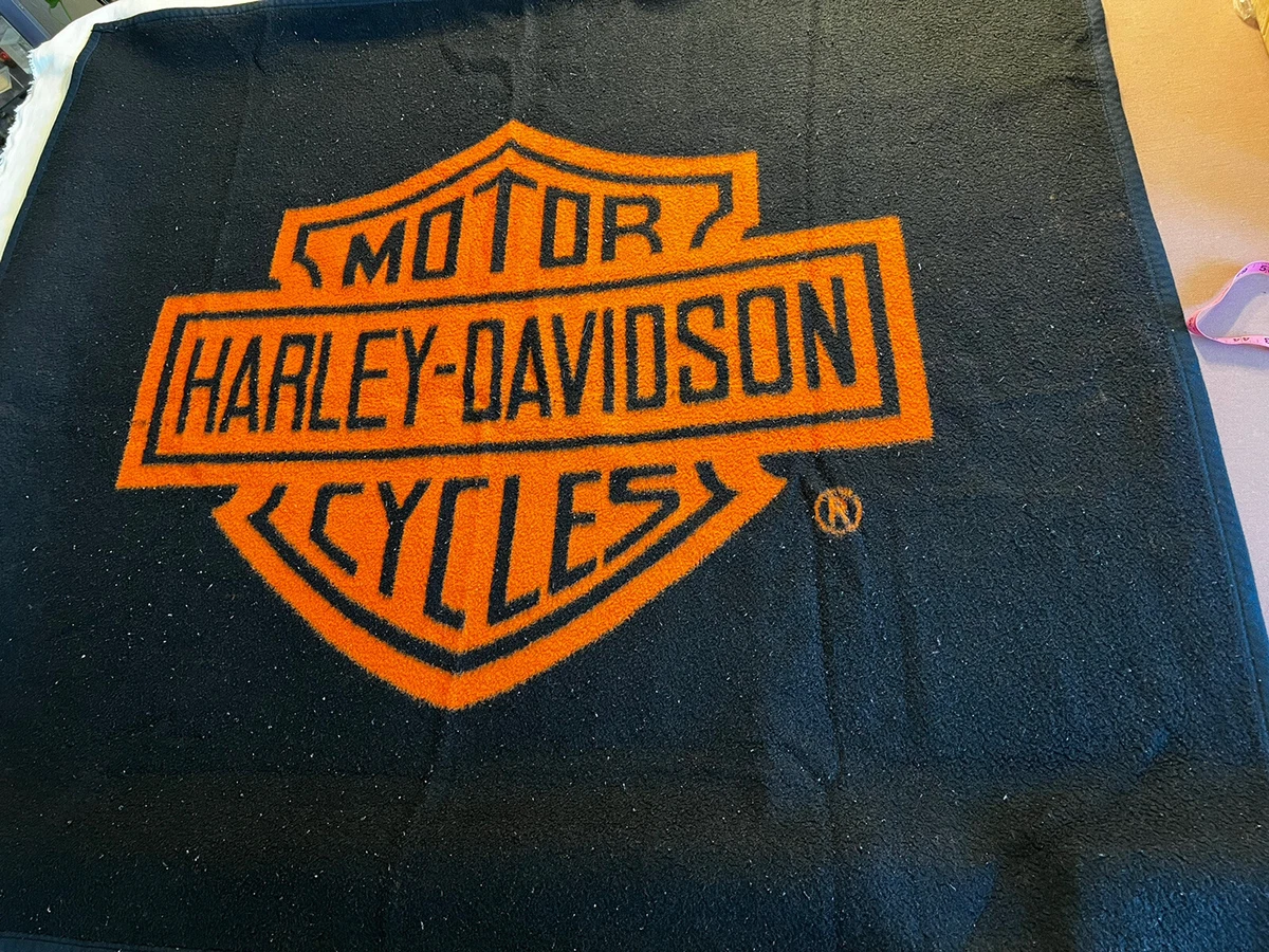 Vintage Harley Davidson Fleece Throw Blanket Biederlack Made in