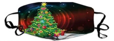CHRISTMAS TREE HOLIDAY SCENE 008 REUSABLE WASHABLE COTTON MASK w filter
