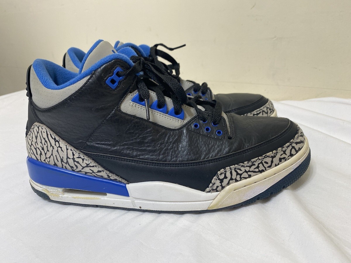 Air Jordan 3 Retro Sport Blue Black Grey Leather 136064-007(2014