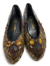 Frankie And Baby Beverly Feldman Embellished Brown Flats Size 9.5