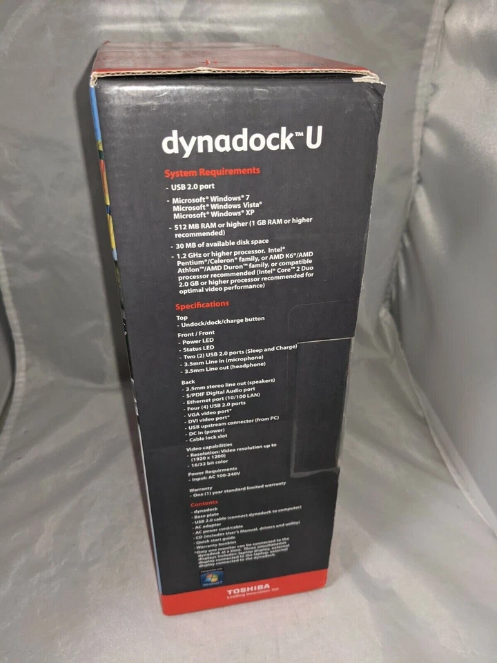 Estación de acoplamiento universal Toshiba Dynadock-U USB 2.0 PA3575U-1PRP Foto 2 de 2