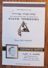 ROYAL FLASH MATCHBOOK COVER: UNIVERSAL MATCH CORP. GARY HARRIS ALBUQUERQUE NM -B