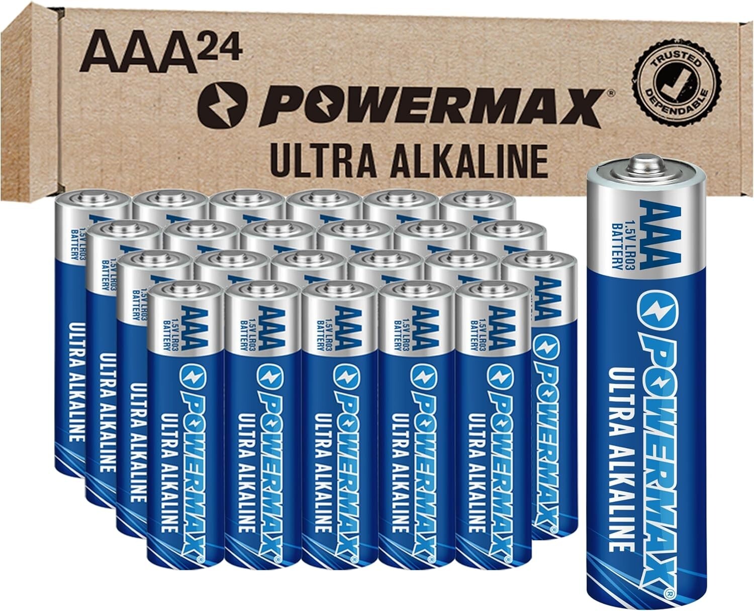 AAA Alkaline Batteries 24 Pack Powermax Battery 10 Year Shelf Life Long Lasting