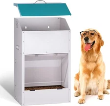 Automatic Gravity Dog Feeder Large Breed 50 lb Galvanized Metal Self Feeding