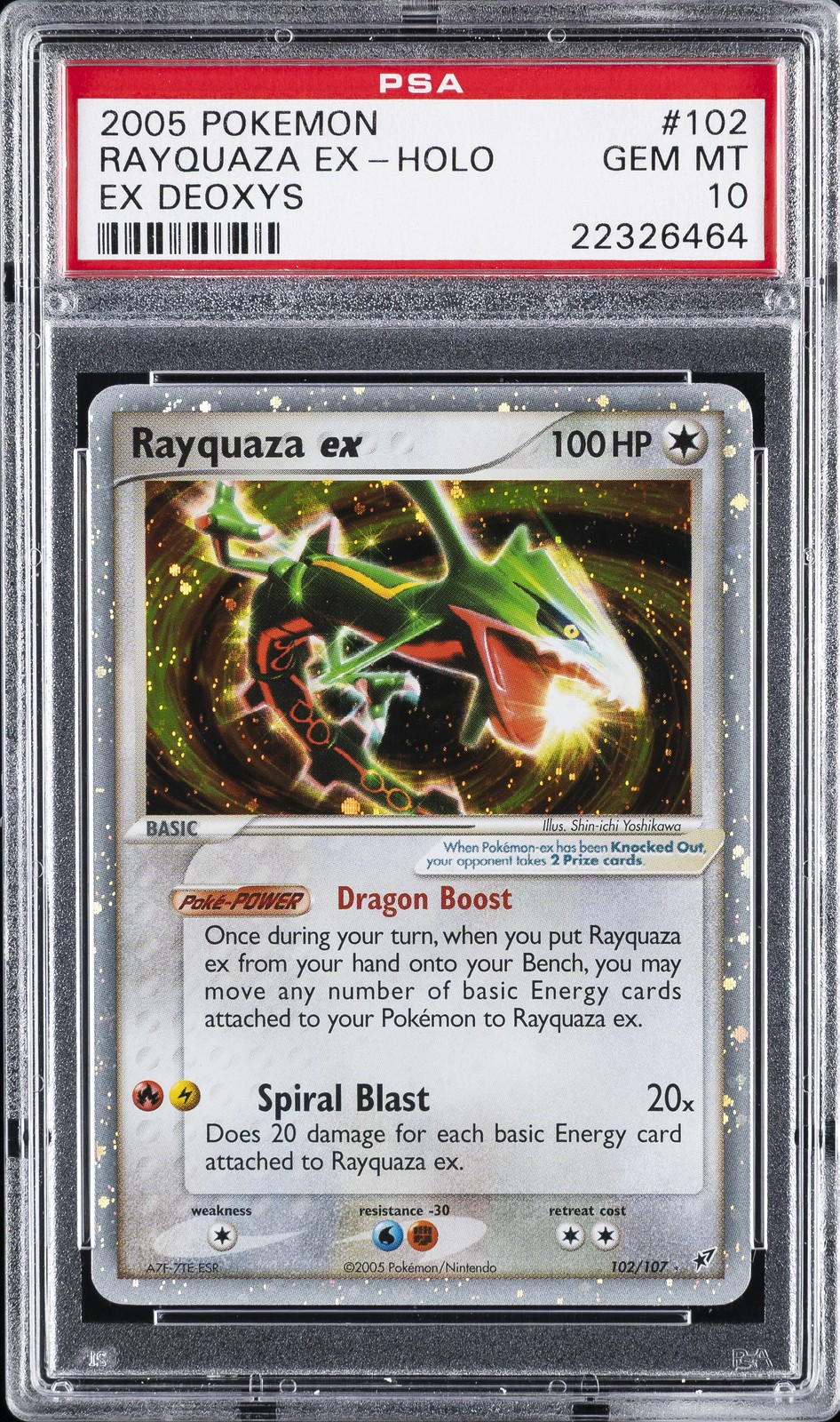 2005 POKEMON EX DEOXYS #102 RAYQUAZA EX-HOLO PSA 10