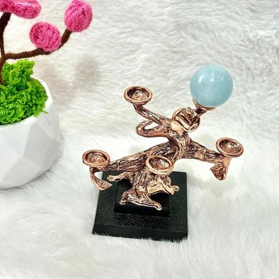 Kristall Kugel Ständer Mineral Halter Golden Tree 5 Fächer Wohndeko Stein Display