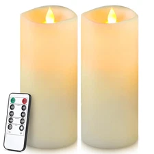7” x 3” Flameless Candles, Flickering Moving Flame LED Candles, Battery Opera...