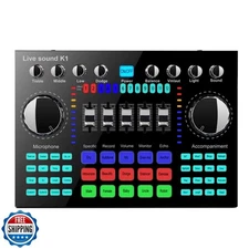 CALIDAKA Bluetooth Mini Sound Mixer Board Live Sound Card for Live Streaming 