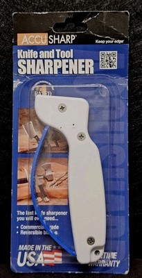 AccuSharp Knife and Tool Sharpener White Blue Commercial Grade Made in USA