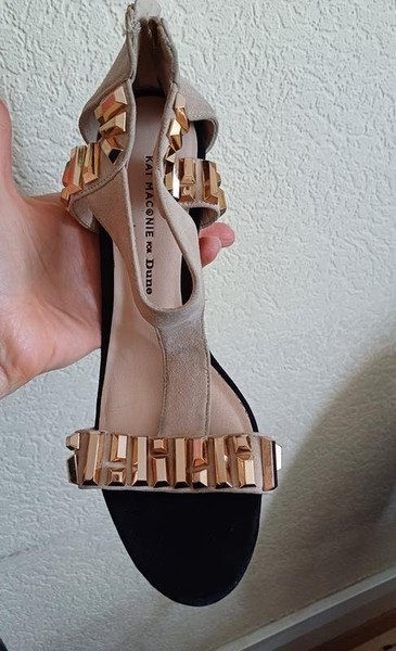 Women Dune Heels Gold Suede 39