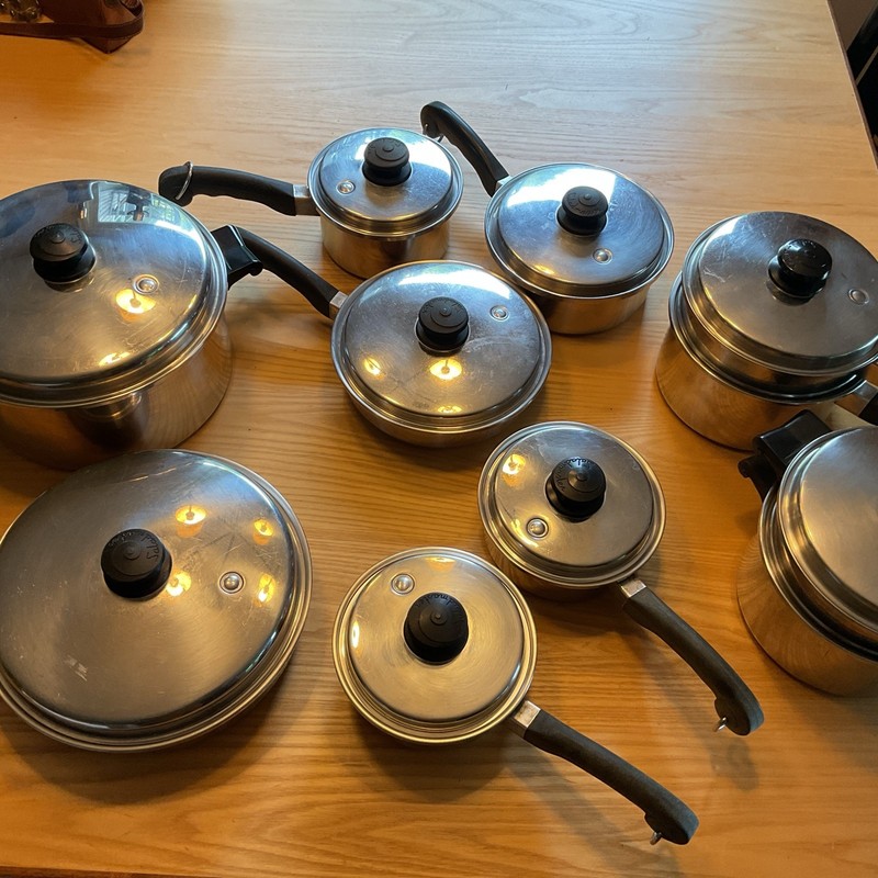 Saladmaster Cookware Large 20 Piece Lot 18-8 Stainless TriClad Vapo Lids 