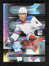 2022 Upper Deck SP Game Used Uniform Numbered 4/4 Braden Schneider #184 Auto 7a2