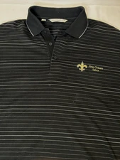 New Orleans Saints NFL Cutter Buck Polo Sz L Black  Sleeve Logo Men's Cotton