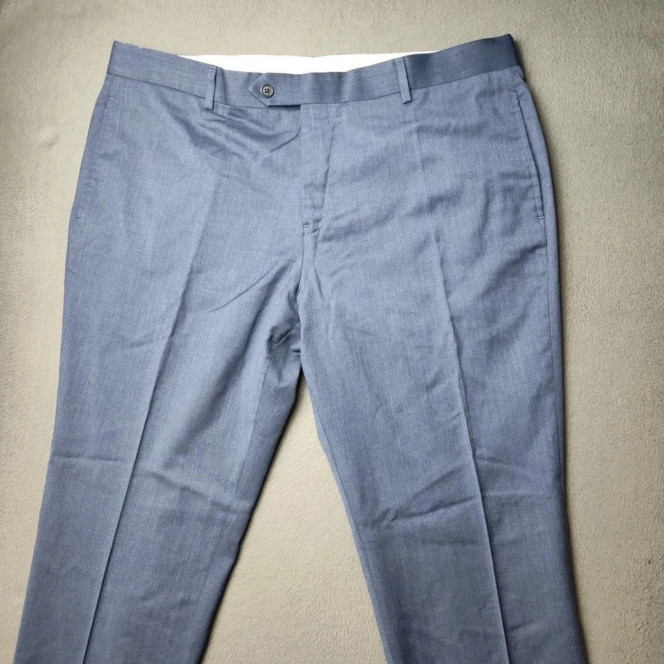 Pantalones de vestir Brooks Brothers para hombre 38x30 azul mezcla de lana frente plano pantalones clásicos Foto 2 de 4