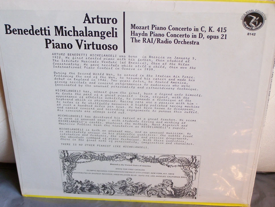 Arturo Benedetti Michelangeli Mozart Haydn Piano Concerti Olympic STILL SEALED! - Image 2 of 2