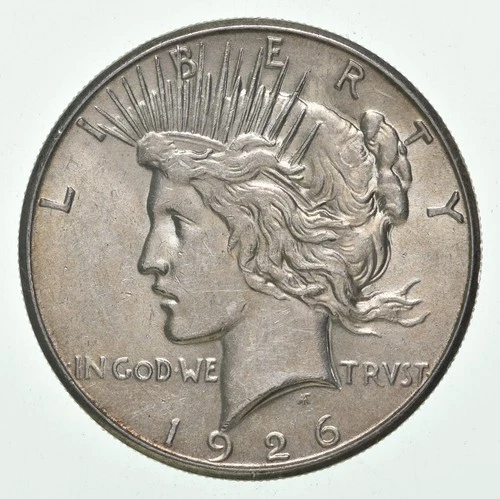 (1) AU 1926-S Peace Silver Dollar 90% - Almost Unc - San Francisco Mint *9263