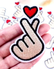 Iron-On Applique Finger Heart 2 +1/2 x 2 inch