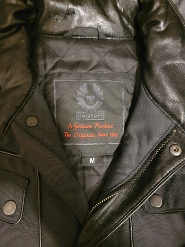 Mens Black Belstaff Black Label Nylon Motorcycle Jacket Leather Trim image 6