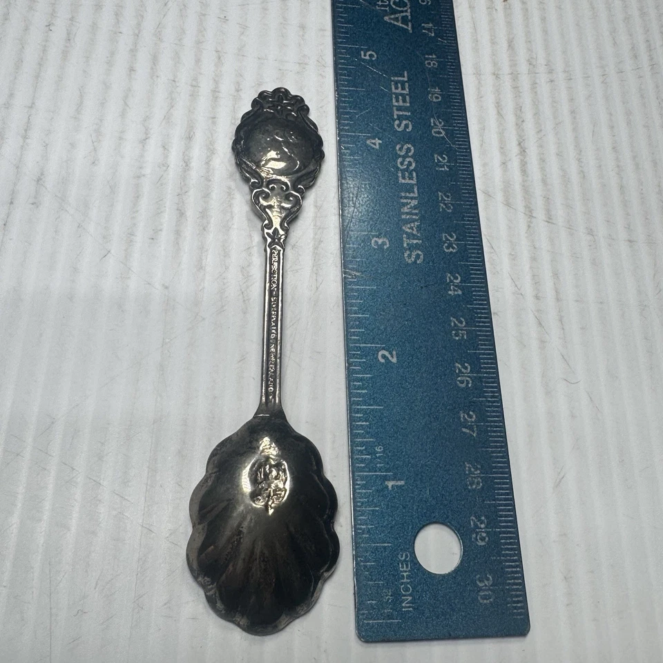 Cuchara de recuerdo vintage plateada de 4-1/2" Mount Vernon Virginia Roses Smiles  Foto 4 de 4