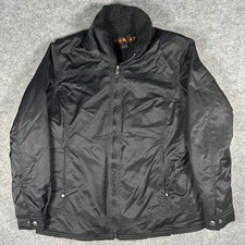 Ariat Mens XL Black Sherpa Lined Full Zip Nylon Jacket Workwear Coat (Fits L)