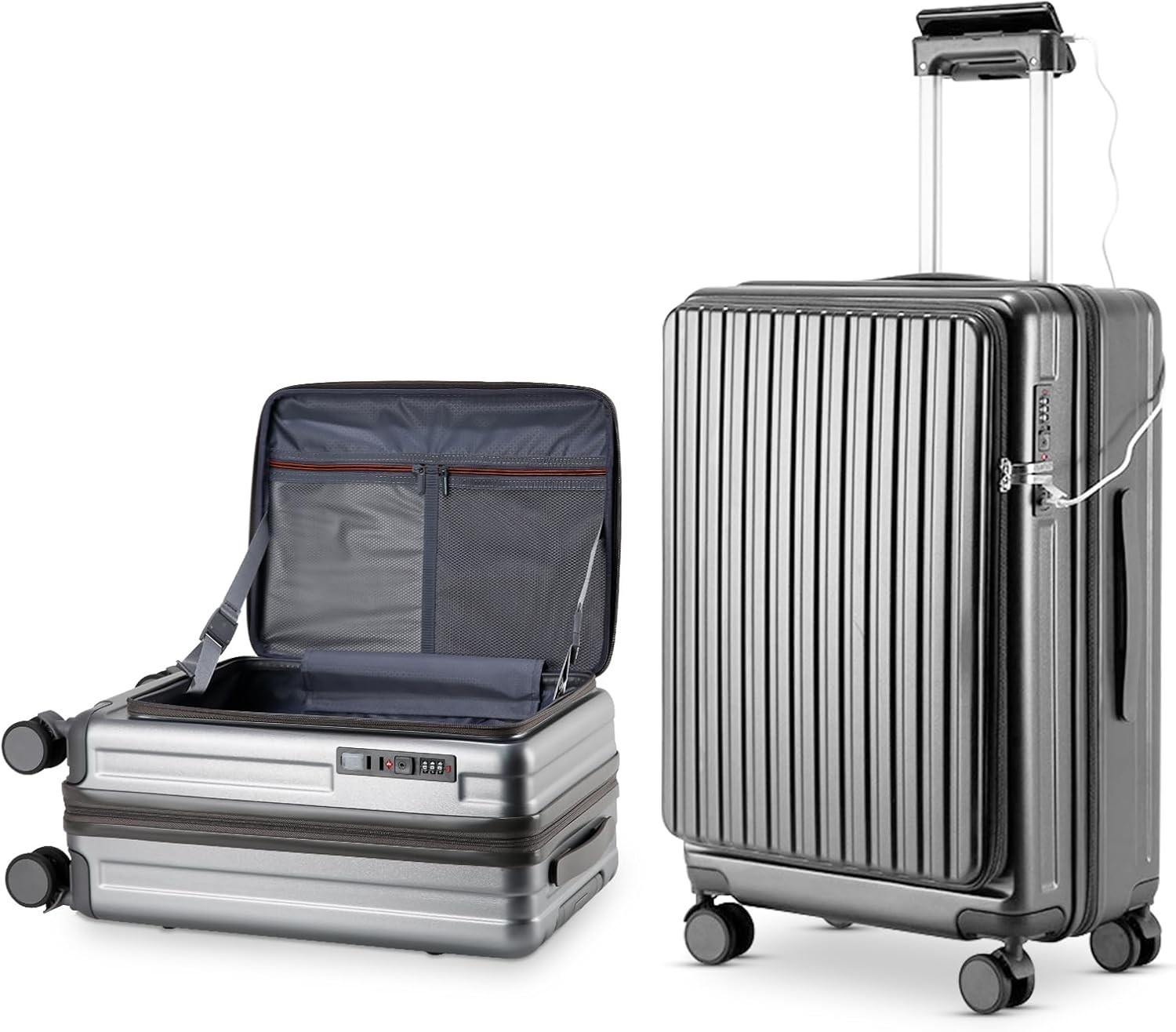 Equipaje de Mano de 20" con Puerto USB y Bloqueo TSA Maleta Ampliable Aprobada por Aerolínea