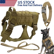 Military Tactical Dog Harness No-pull Heavy Duty MOLLE Training Service Dog Vest