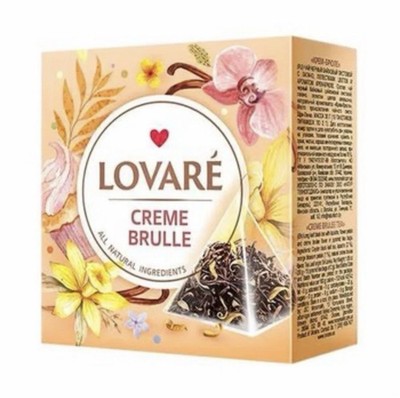 Lovare Tea Creme Brulle 15x2GR Pyramids | 1pack/ 12pack | Black Vanilla Tea